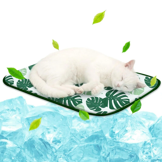 Keep your pet cool and comfy with this washable ice silk cooling blanket. Perfect for car seats, beds, and summer lounging. Lightweight, portable, and designed in a fresh green leaf pattern for stylish heat relief.