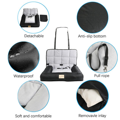 Pet Car Seat Cushion with Removable Pad – 3 Sizes