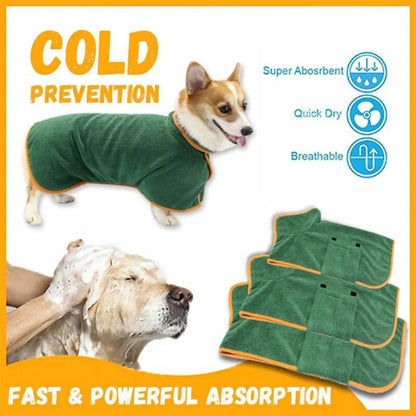 Adjustable, Fast‑Dry Bath Towel Coat for Small to Large Dogs