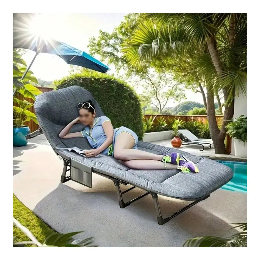 Camping Folding Bed Heavy Duty Folding Bed with Adjustable Headrest Perfect for Families, Camping, And Outdoor Dining 600LBS