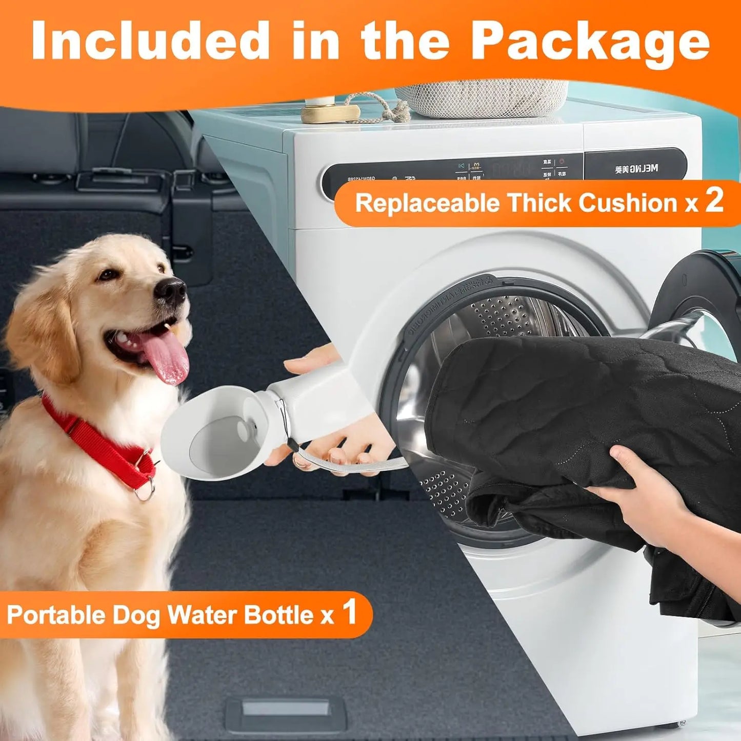 Foldable Pet Seat Cover, Rear Back Seat & Trunk Protector for Travel