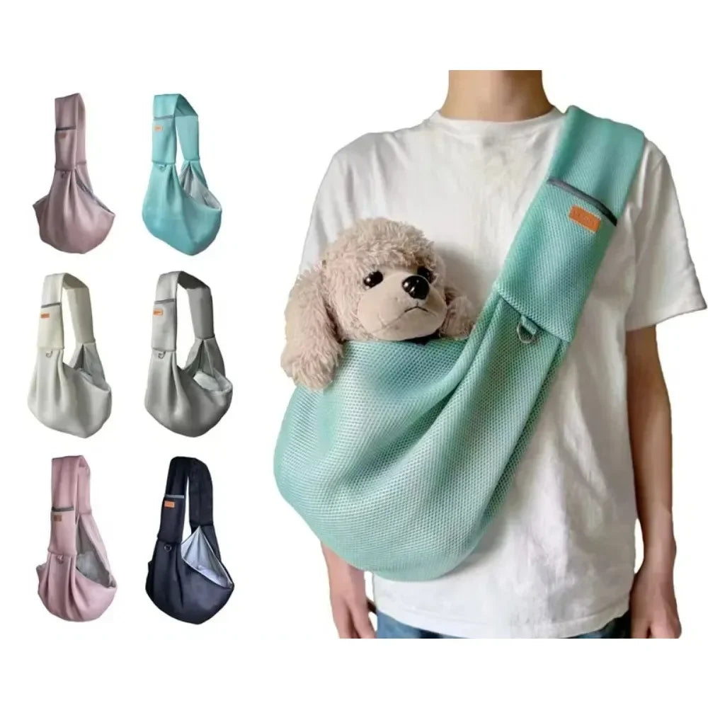 Pet Dog Sling Carrier Bag Crossbody Mesh Breathable Shoulder Bags Outdoor Travel Portable Cat Puppy Sling Bag Tote Pet Supplies