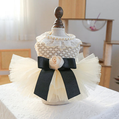 Elegant Puppy Princess Dress – Lace & Tulle Skirt