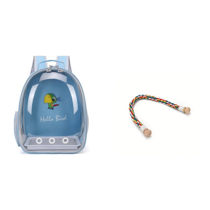 Portable Bird Carrier Backpack – Acrylic Cage with Perch & Tray, Parrot Backpack Carrier – Acrylic Window, Perch & Bottom Tray.