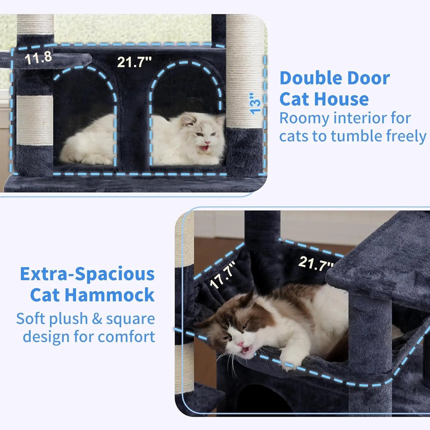 80‑Inch Large Cat Tower – Multi‑Level Cat Tree with Scratching Board & Plush Perches