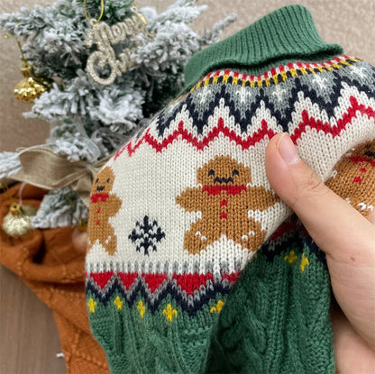 Christmas Red/Green Reindeer Winter Pullover for Dogs, Puppies & Cats