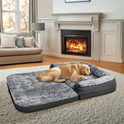 Foldable Orthopedic Calming Pet Bed with Ultra‑Soft Plush Cover for Dogs, Cats & Adults