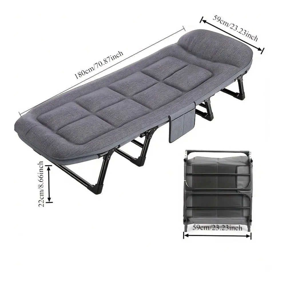 Camping Folding Bed Heavy Duty Folding Bed with Adjustable Headrest Perfect for Families, Camping, And Outdoor Dining 600LBS