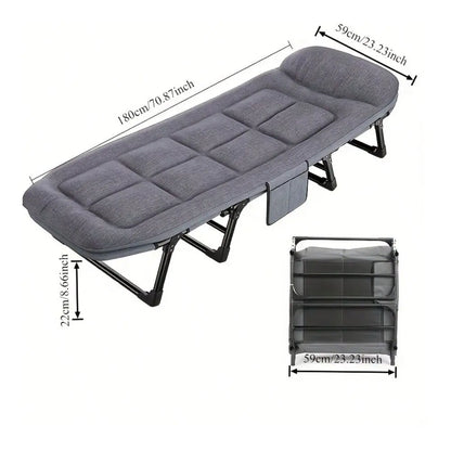 Camping Folding Bed Heavy Duty Folding Bed with Adjustable Headrest Perfect for Families, Camping, And Outdoor Dining 600LBS