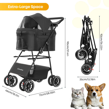 3‑in‑1 Pet Stroller with Removable Carrier