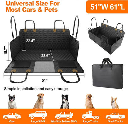 Foldable Pet Seat Cover, Rear Back Seat & Trunk Protector for Travel