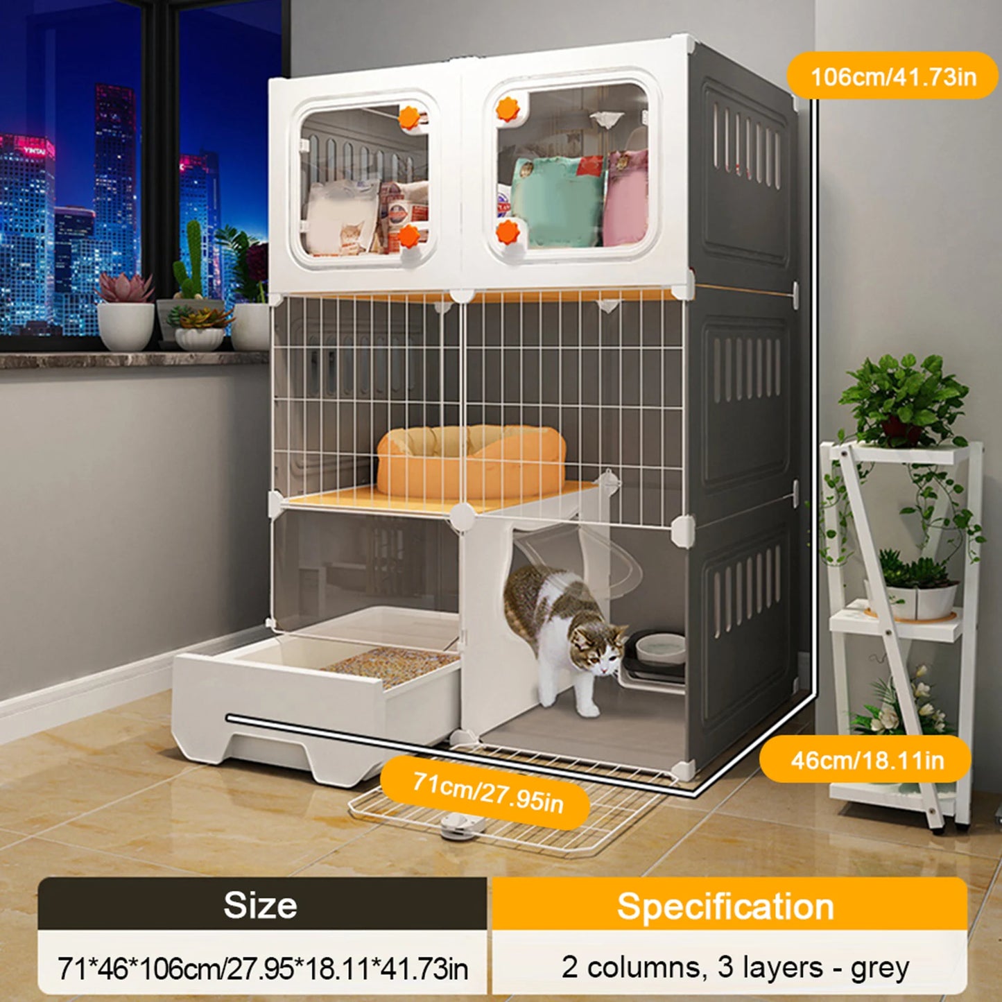 Indoor Metal Wire Cat Kennel with Hammock