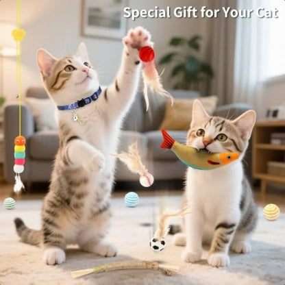 40 Pieces Cat Toys for Indoor Interactive Set with Scratcher & Catnip