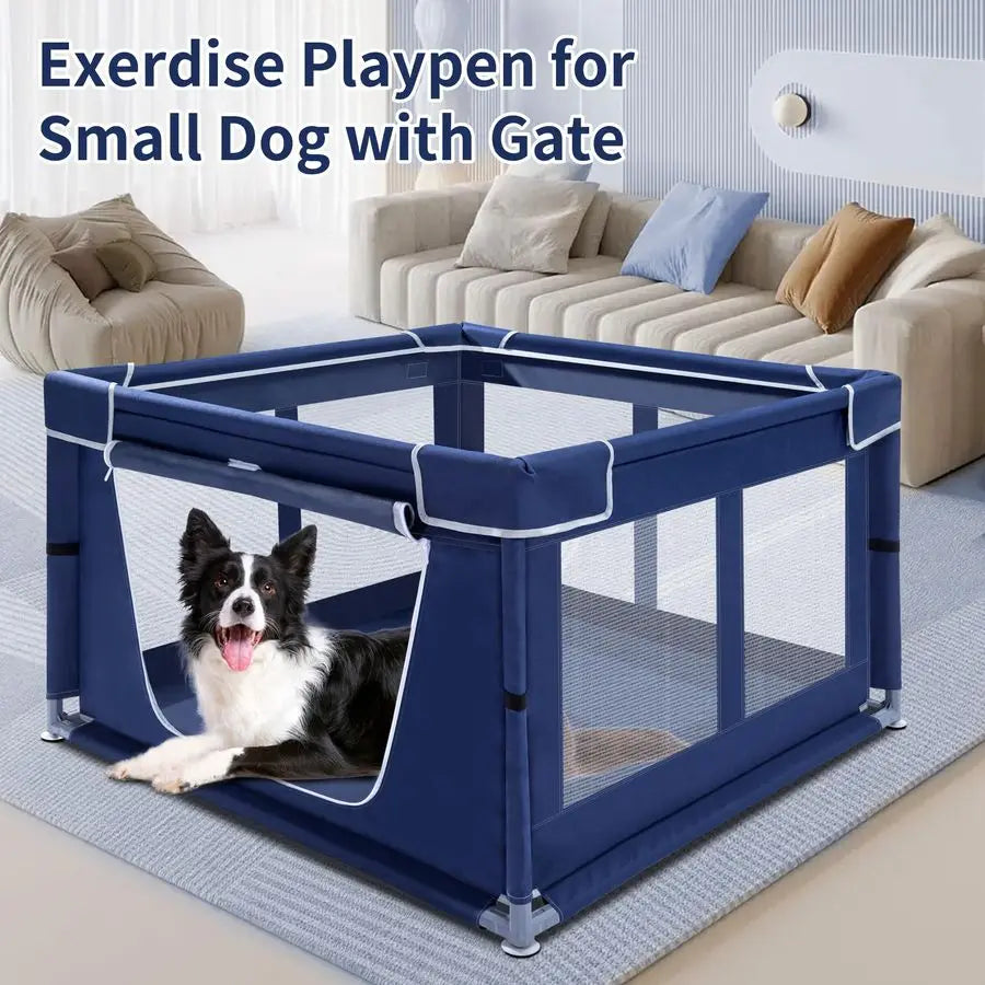 Playpen Indoor for Dog Small Pets, Dog Playpen 42x42 x25 inch, Dog Play Pen Indoors with Gate, Oxford Fabric Pet Exercise pens f