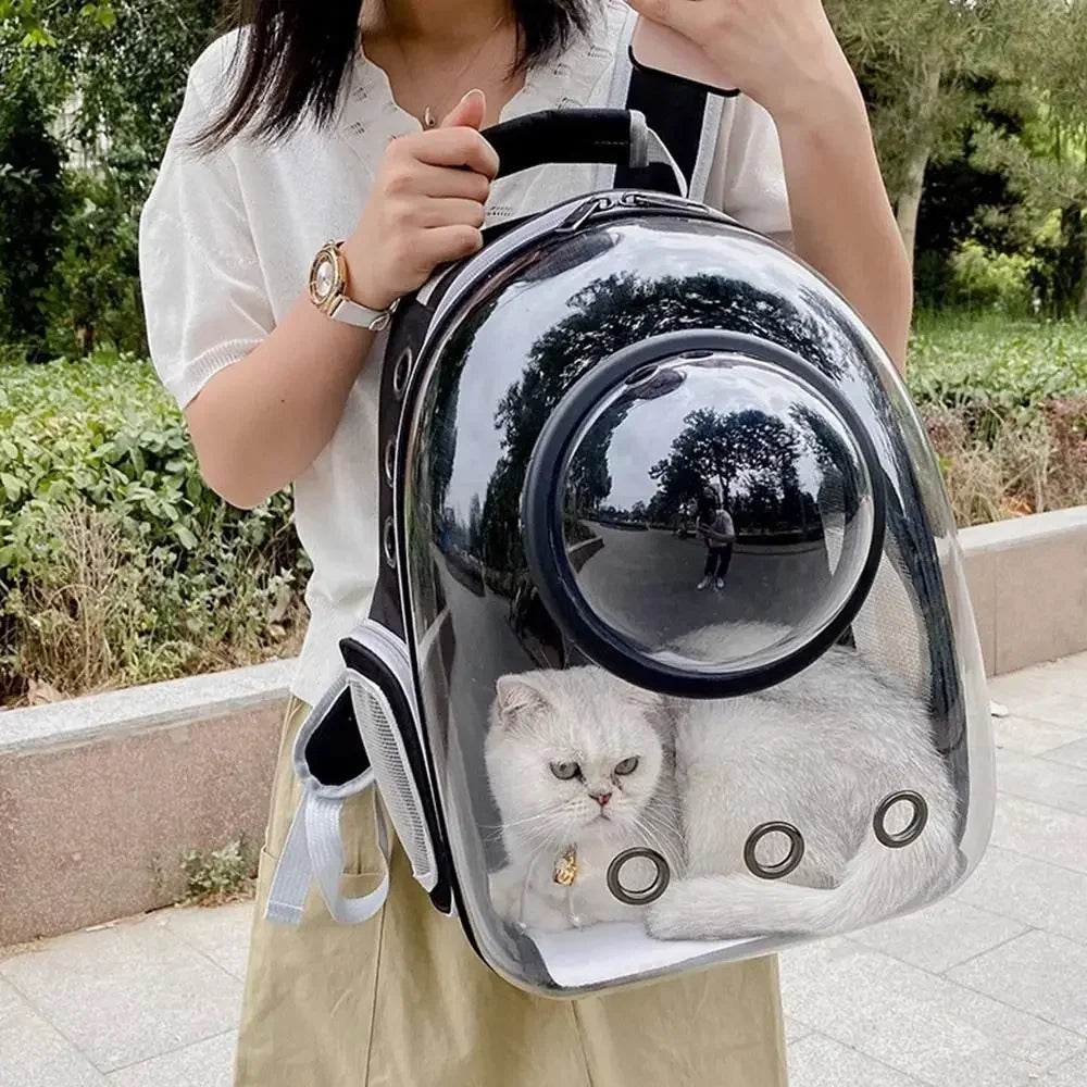 Portable Transparent Space Capsule Carrier for Cats & Small Pets