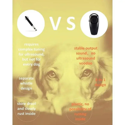 Dog Training Professional whistle + clicker set for better behavior every day. Recall Pet Obedience