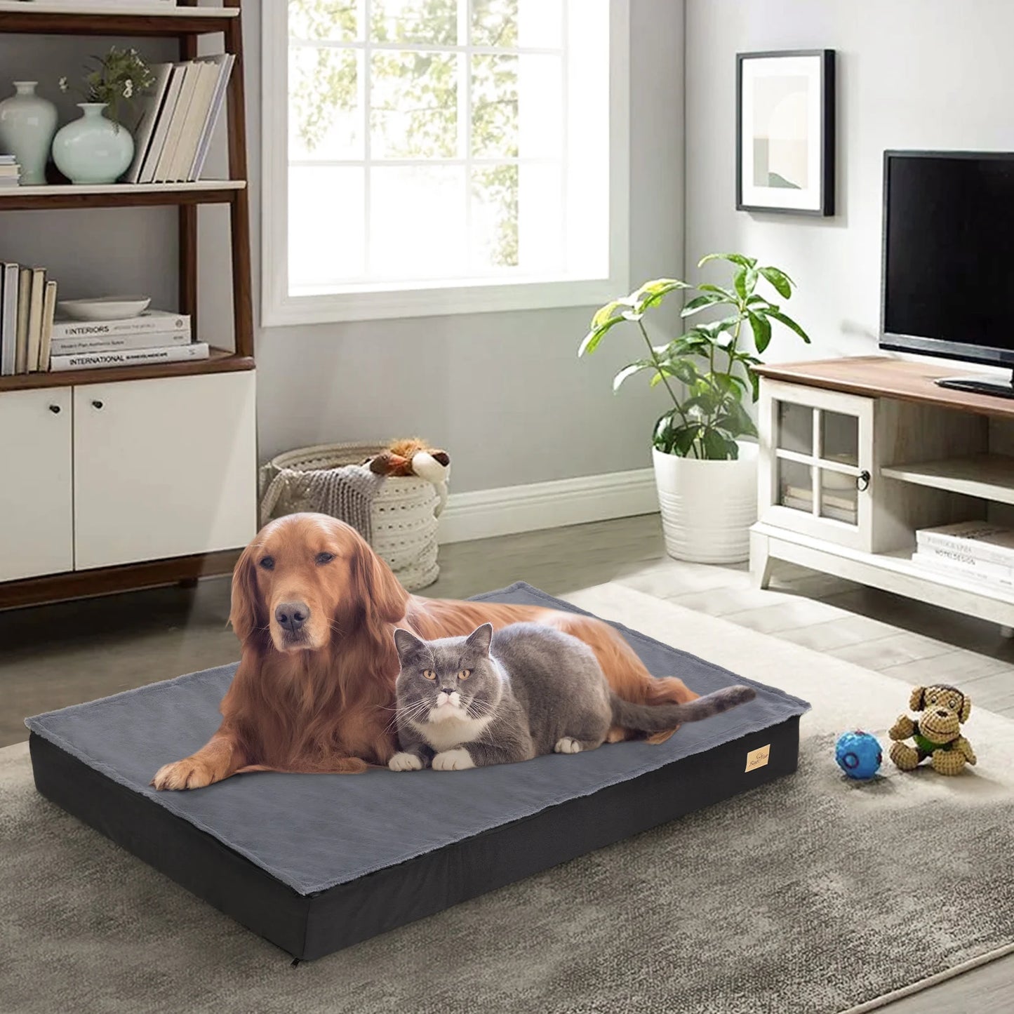 Supportive Pet Bed with Waterproof Lining, Non‑Slip Bottom & Machine‑Washable Cover