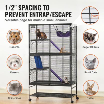 64.6" Large 4‑Tier Small Animal Habitat for Rats, Hamsters, Guinea Pigs & Chinchillas