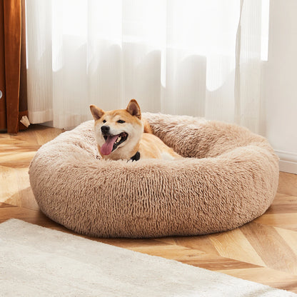 Washable Plush Round Dog Bed for Medium & Large Dogs.