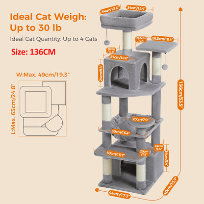 Cat Tower with Padded Perches & Condos