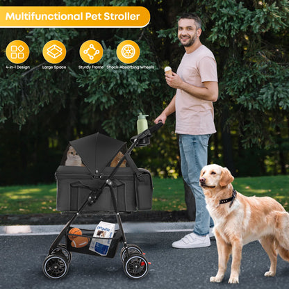 3‑in‑1 Pet Stroller with Removable Carrier