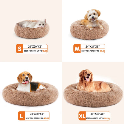 Washable Plush Round Dog Bed for Medium & Large Dogs.