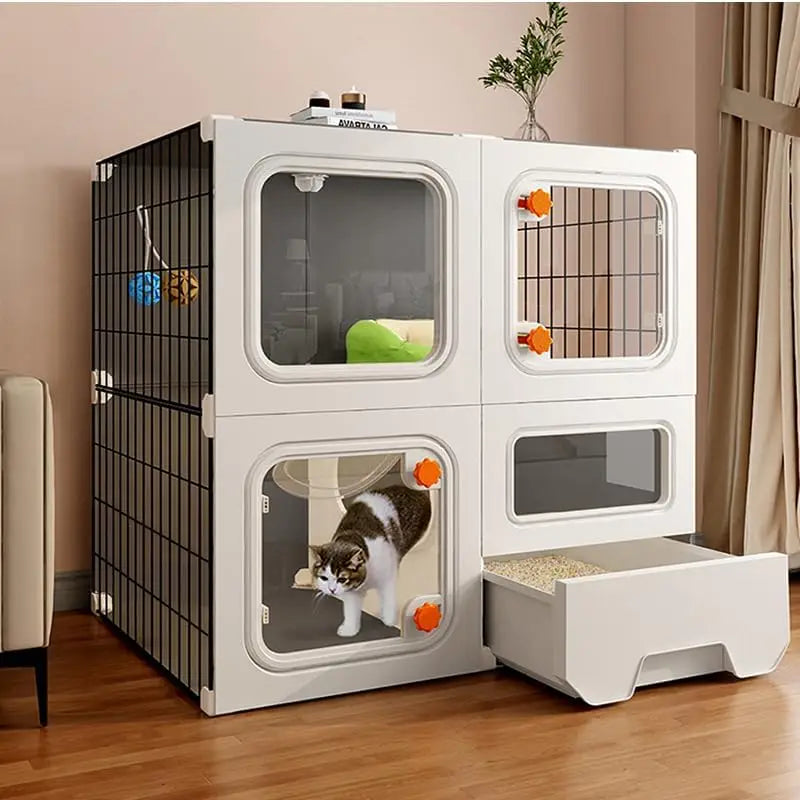 Detachable Metal Cat Cage with Litter Box