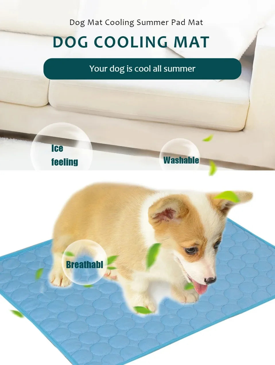 Give your pet instant summer relief with this extra‑large cooling mat. Made with durable ice‑silk fabric, it keeps dogs and cats comfortable on sofas, beds, and floors. Lightweight, washable, and perfect for small to big