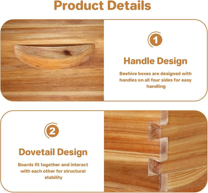 10‑Frame Deep Brood Box, wax‑coated, Langstroth‑style, unassembled. Deep Brood Box Kit – Wax‑Coated with Frames & Wax Foundations.