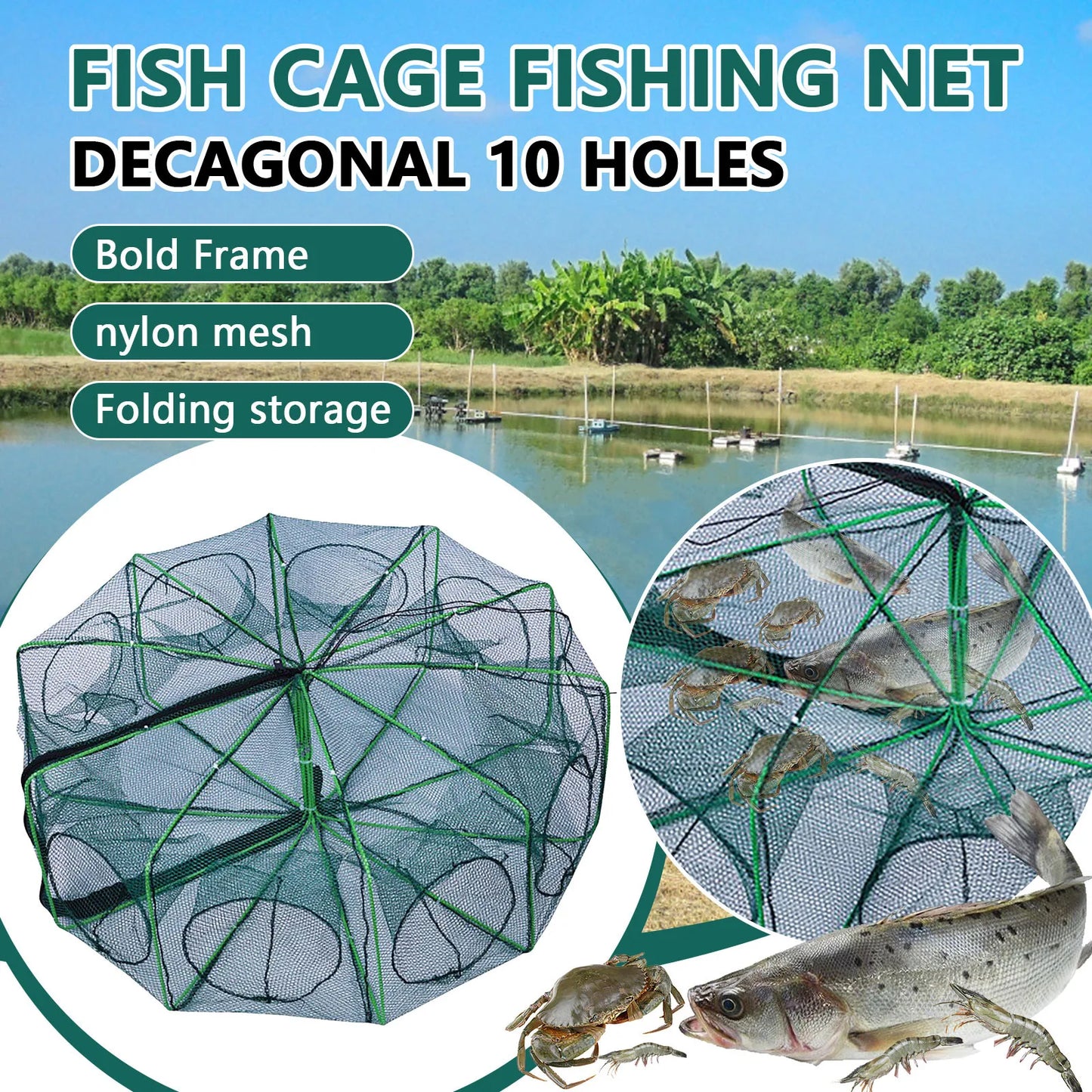 Multi‑Catch Folding Fishing Cage