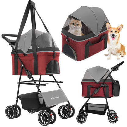 3‑in‑1 Pet Stroller with Removable Carrier