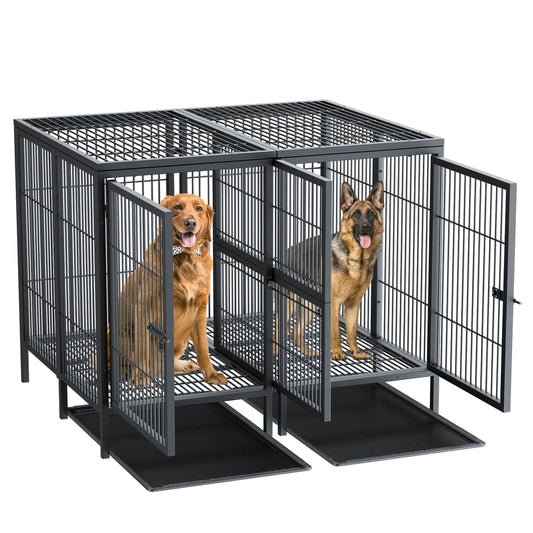 Extra‑Large 52" Metal Dog Crate – Heavy‑Duty Raised Cage with Divider for Training & Housing