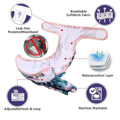 Reusable Female Dog Diapers with Adjustable Straps