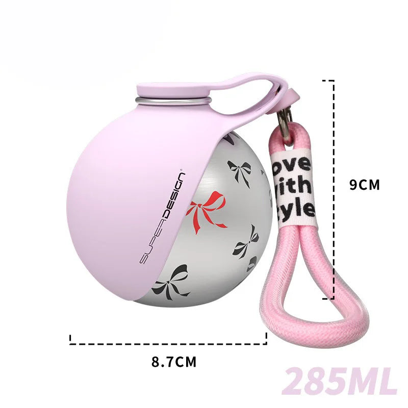 Small Dog Water Bottle 285ML Stainless Steel Convenient Dog Drink Dispenser Puppy Travel Portable Water Bowl