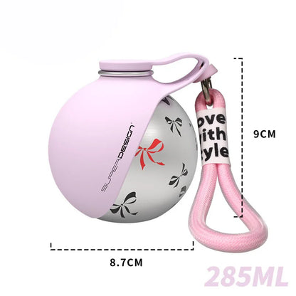 Small Dog Water Bottle 285ML Stainless Steel Convenient Dog Drink Dispenser Puppy Travel Portable Water Bowl