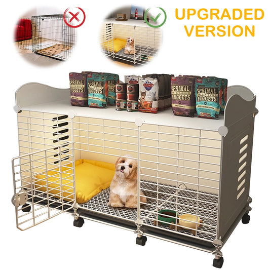 Give your pet a secure, comfortable space with this indoor wire dog kennel. Built with smooth‑rolling wheels and a removable tray, it’s designed for easy cleaning and effortless movement around the home. The sturdy wire f