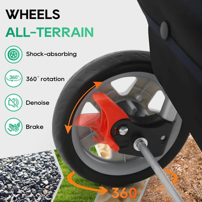 Pet Stroller with Mesh Windows & Storage