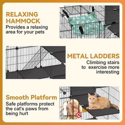 3‑tier design for climbing, exploring, and lounging, and multi-cat play.