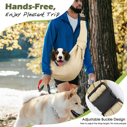 Pawaboo Small Dog Sling Carrier Reversible Hands-Free Adjustable Strap Buckle