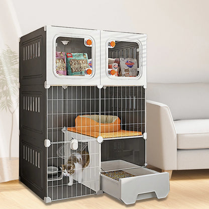 Indoor Metal Wire Cat Kennel with Hammock