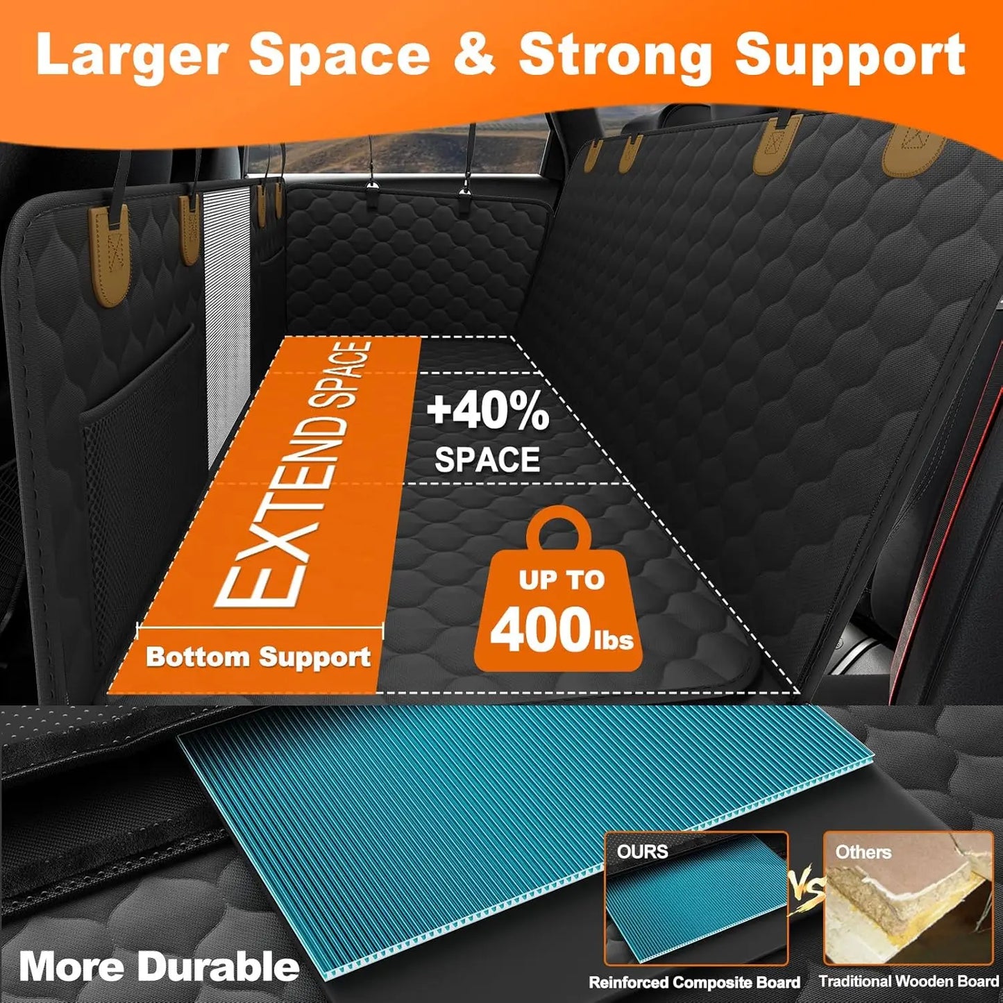 Foldable Pet Seat Cover, Rear Back Seat & Trunk Protector for Travel