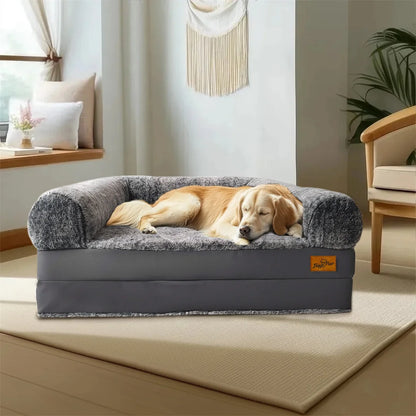 Foldable Orthopedic Calming Pet Bed with Ultra‑Soft Plush Cover for Dogs, Cats & Adults