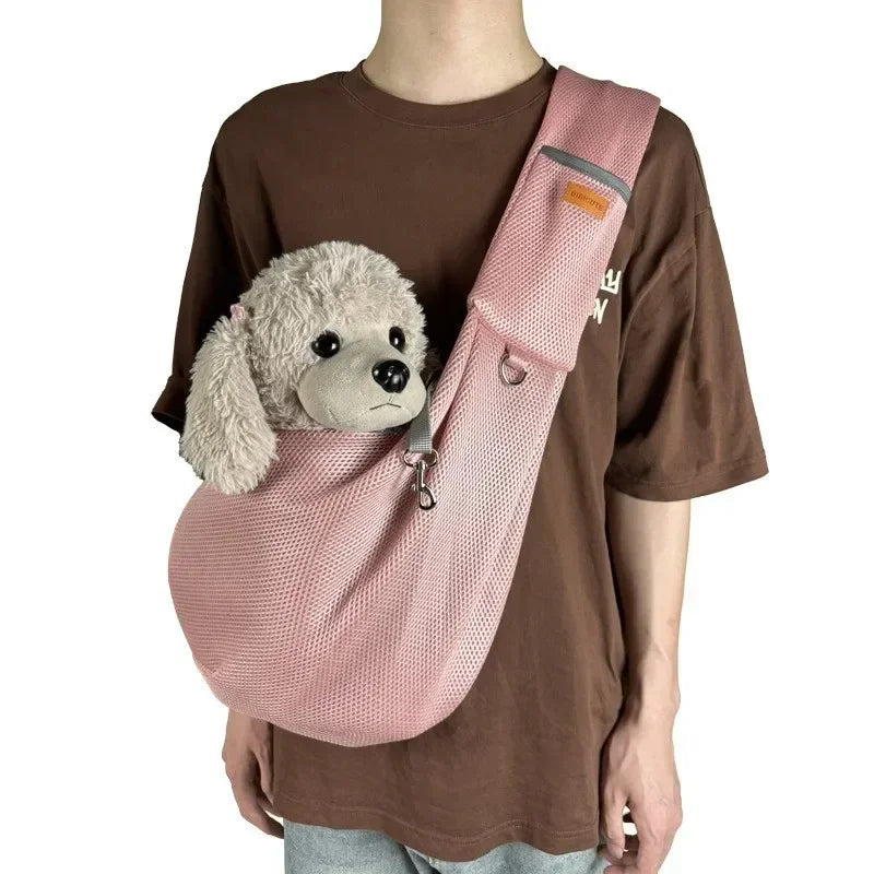 Pet Dog Sling Carrier Bag Crossbody Mesh Breathable Shoulder Bags Outdoor Travel Portable Cat Puppy Sling Bag Tote Pet Supplies