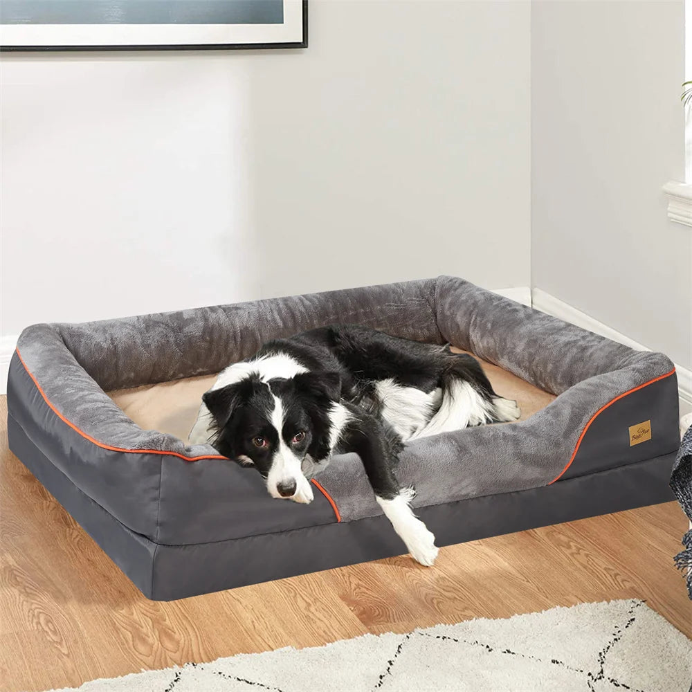 Jumbo Orthopedic Memory Foam Dog Sofa Couch. Luxury Orthopedic Pet Sofa – Elevated Cushion & Removable Cover.