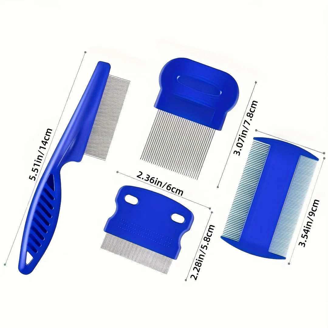 4‑Pack Stainless Steel Grooming Tools for Cats, Dogs & Rabbits