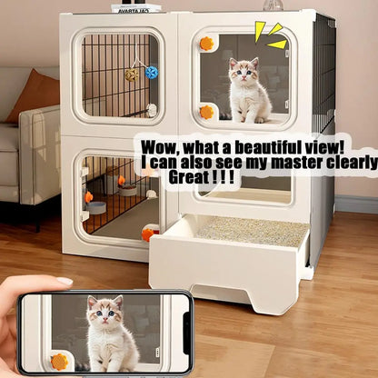 Detachable Metal Cat Cage with Litter Box