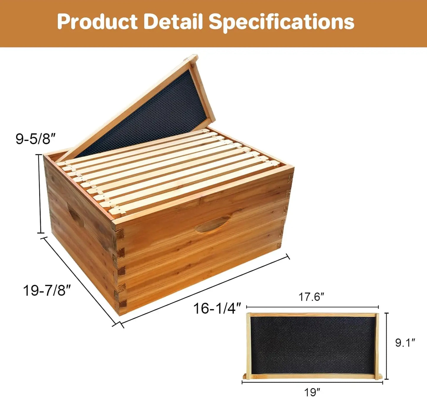 10‑Frame Deep Brood Box, wax‑coated, Langstroth‑style, unassembled. Deep Brood Box Kit – Wax‑Coated with Frames & Wax Foundations.