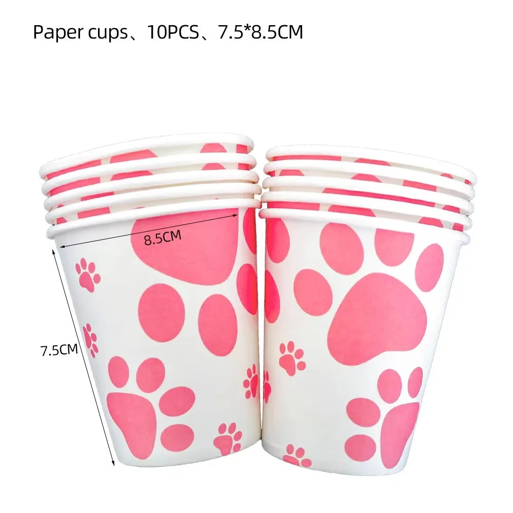 Disposable Tableware, Gift Bags, Backdrop, Cake Topper, Banner & Plates for Girl’s Puppy Party