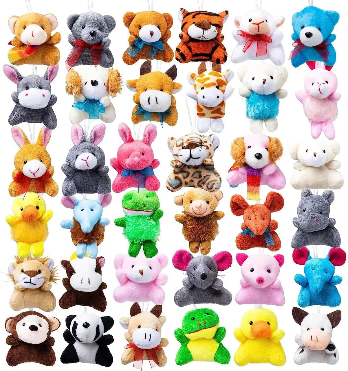 12/36/72 Mini Animal Plush Toys Bulk, Keychains for Kids