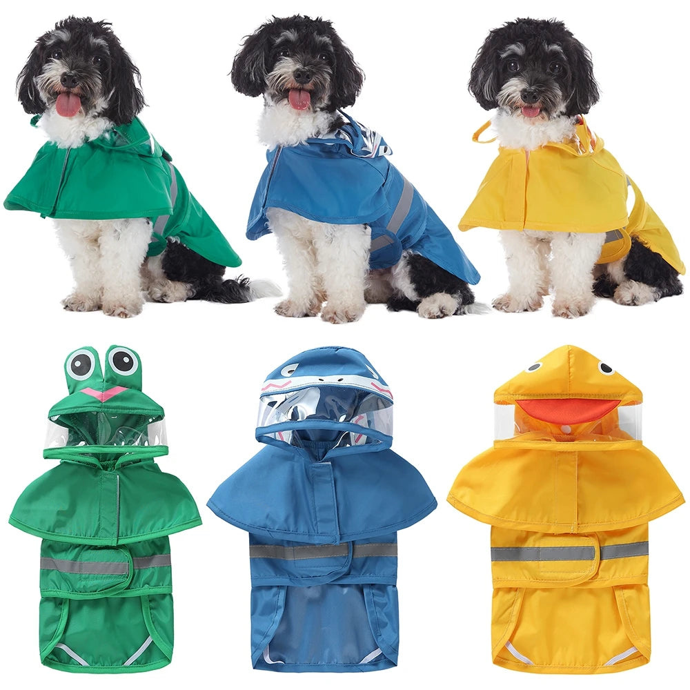 Hooded Dog Raincoat with Reflective Trim